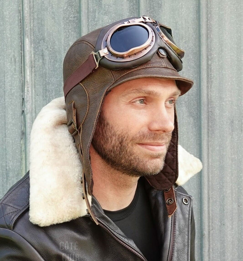 casque aviateur cuir homme