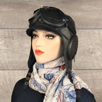 casque aviateur cuir noir