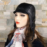 Casque aviateur cuir noir femme