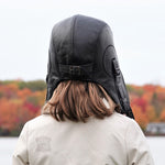 Chapeau aviateur cuir noir pour enfants - Modèle Simon